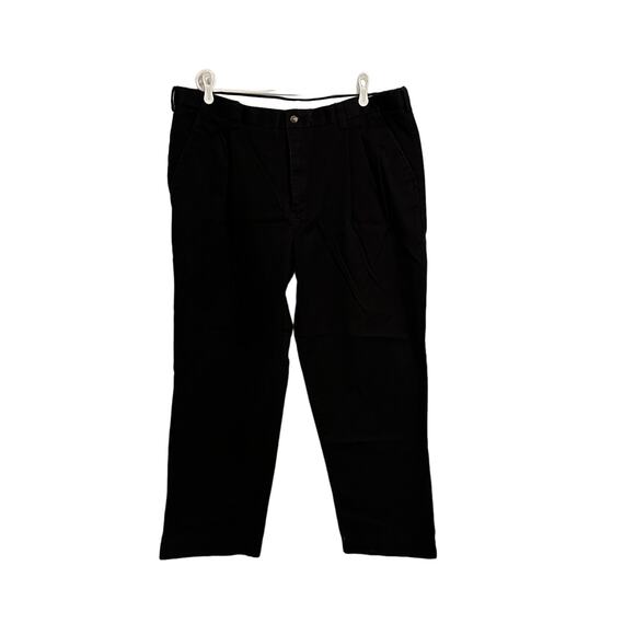 George Dress Pants Mens 42x32 Solid Black Soot Pleated Front Cotton Classic - Picture 1 of 9